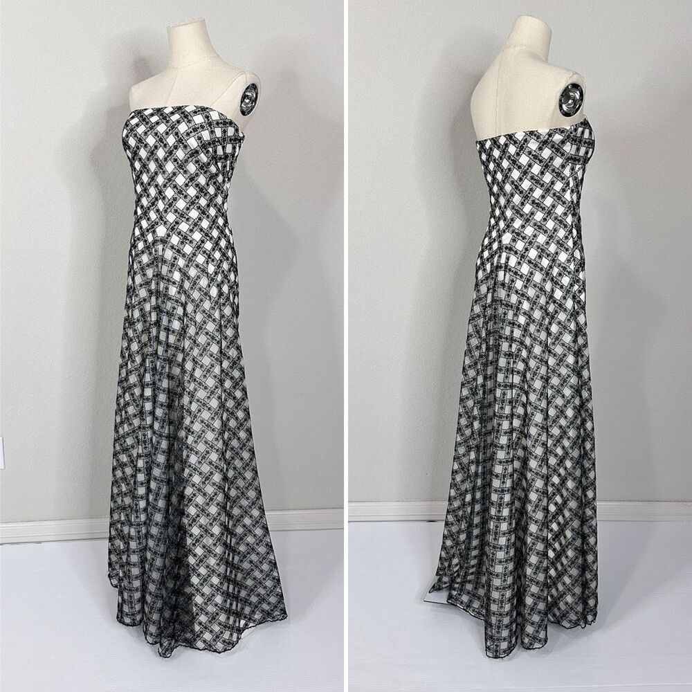 Tadashi Shoji Lattice Embroidered Strapless Gown Sz 4 Gala Formal Wedding $588 - Picture 5 of 14